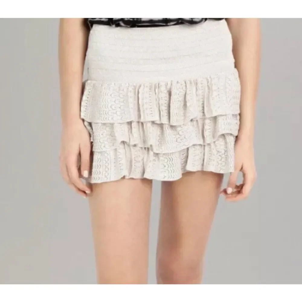 Maje Natural Metallic Tiered Mini Skirt Large/3